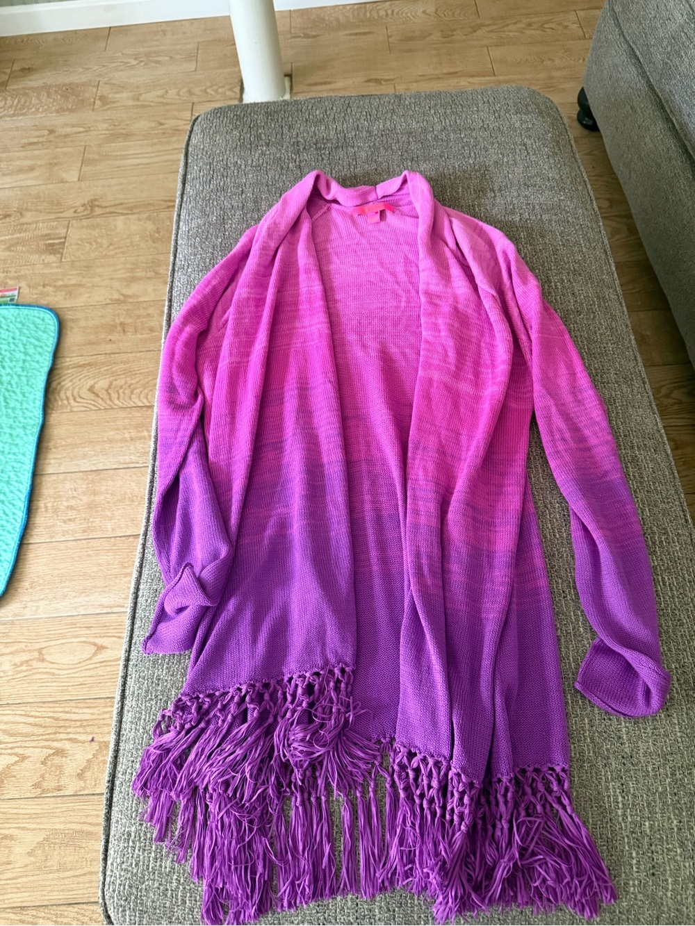 Lilly Pulitzer Pink-to-Purple Ombre Fringe Open Cardigan